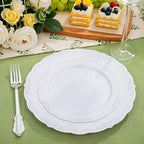 DaYammi 60PCS White and Silver Plastic Plates, Heavy Duty White and Silver - Image 6