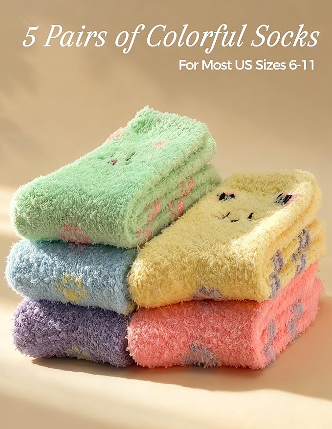 TEHOOK Warm & Cozy Gifts for Women, Stocking Stuufers, Fluffy Fuzzy Plush Sleeping Slipper Socks - Soft Warm Fabric