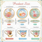 Teenyyou Set of 12 Tea Cups and Saucers Tea Party Decorations Floral Porcelain - Image 2