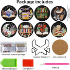 8PCS Bookshelf Diamond Art Coasters - Image 3