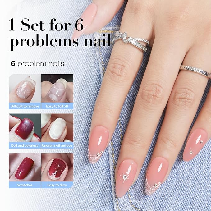 AZUREBEAUTY 2-in-One Clear Base & Top Coat Nail Polish Strengthener Set – Quick Dry, High Shine, Long Lasting, Air Dry, 2 Bottles 10ml, Gentle Formula, Natural Ingredients, Salon Quality