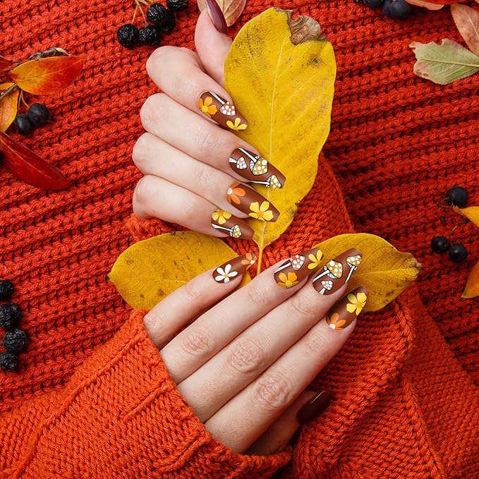 Whaline 6Pcs Fall Nail Plates Stamping Set Pumpkin Leaves Stamp Templates Nail Art Plates for Autumn Harvest Thanksgiving DIY Print Manicure Salon Design