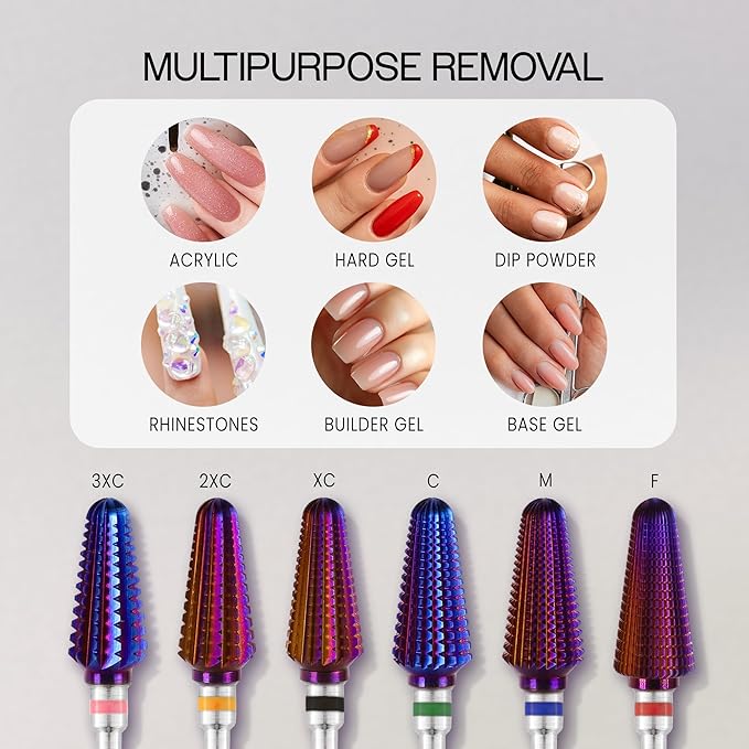 PANA 3/32" Purple Tornado Carbide Nail Drill Bit for Acrylics, Nail Extension, Gel Polish Removal Nail Salon Manicure Pedicure Electric File Tools (2X Coarse - 2XC)