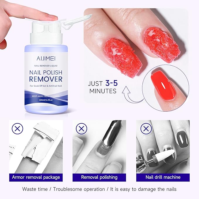 AIJIMEI 160ml Nail Polish Remover Portable Nail Polish Remover for Nail Art Easy to Handle Residual Nail Oil for Daily Nail Polish Remover Helper