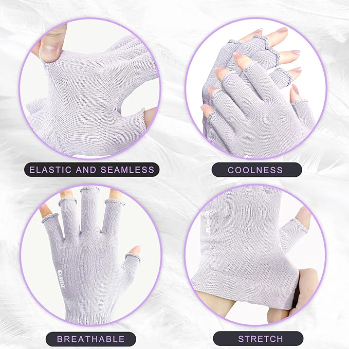 GSAFEME Cotton Gloves for Dry Hands - Fingerless Touchscreen Moisturizing Gloves for Sleeping - Cotton Eczema Gloves for Men and Women, Purple S/M 1 Pair