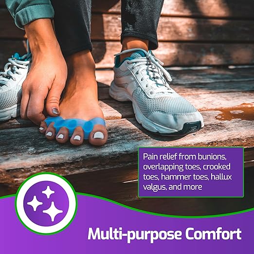 Mars Wellness Gel Toe Separators - Universal Toe Spreaders Straighteners to Relieve Foot Pain, Fix Overlapping & Correct Bunions - 2 Pairs