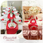 3 Pack Red Cheesecloth Table Runner, 17 x 108 inch, Semi Sheer Boho Cheese - Image 6