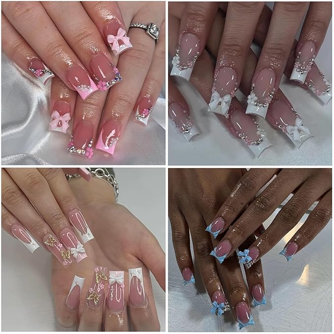 Nail Art Charms Flatback Nail Pearls Rhinestones with Rhinestones Glue Gel Flower Butterfly Nails Gems Supplies Accessories Clear Rhinestone for Women Nails Design Decoration