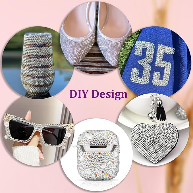 30000Pcs Resin Rhinestones for Bedazzling with Tweezers, Clear Rhinestones for Crafting with B7000 Jewelry Glue for DIY Crafts Clothing Tumblers Shoes Fabric Nail Art