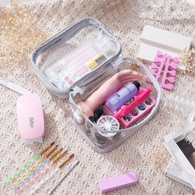 Acrylic Nail Kit for Beginners with Everything: Practice Nail Hand Acrylic Nail Powder Liquid Set with U V Lamp Drill in Gift Bag for Home (Sliver Bag)