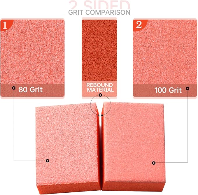 Maryton Mini Nail Buffer Blocks - 80/100 Grit Professional Salon Orange Buffers - Buff Nails Prior to Application of Gel Polish, Acrylic, 50 Count