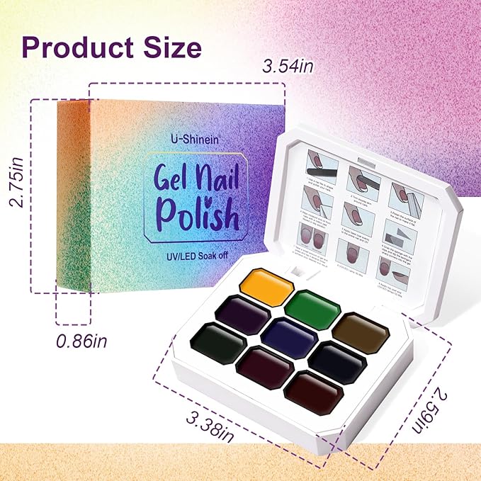 Gradient Painting Gel, 9 Colors Ombre Gel Nail Polish Glazed Colors for Pigment Pat Aura Nails French Manicure Soak Off UV Long-lasting High-glossy Home Nail Salon Dopamine Fructose