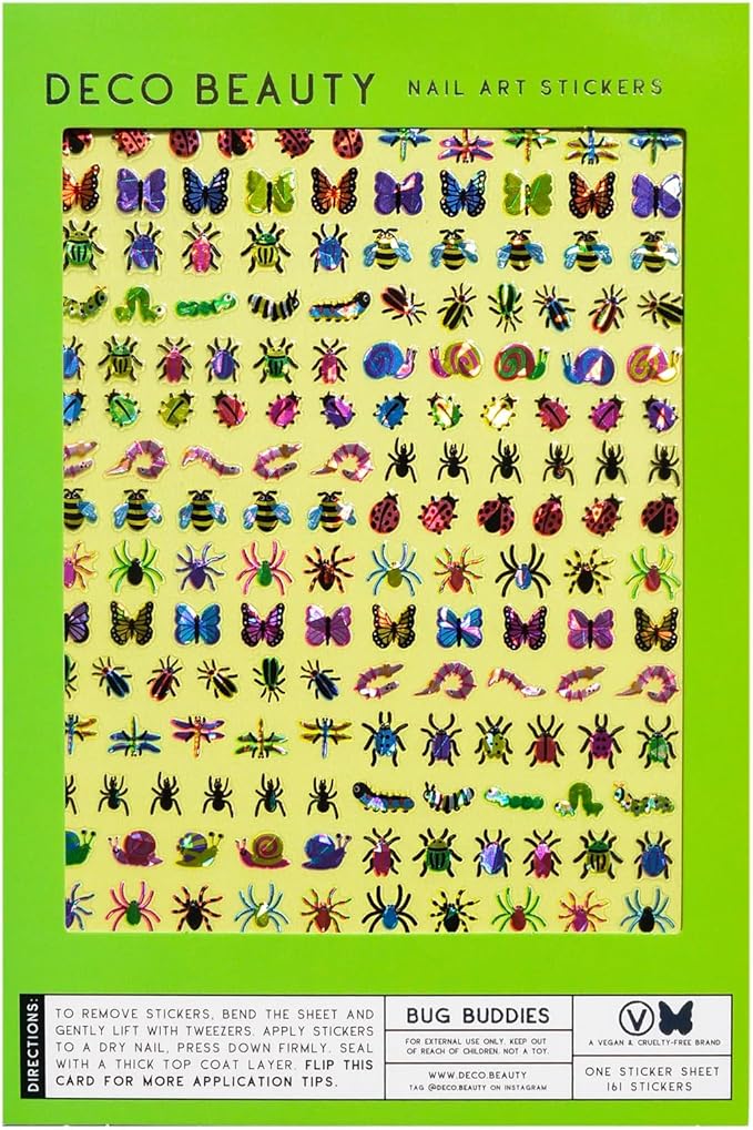 Deco Beauty Bug Buddies Nail Stickers - Lightweight & Easy-to-Apply Nail Art with Trendy Designs - Durable & Long-Lasting Nail Stickers for Women, Ideal for DIY Manicures & Salon-Quality Nails