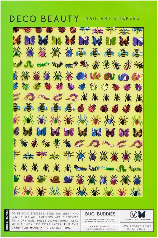 Deco Beauty Bug Buddies Nail Stickers - Lightweight & Easy-to-Apply Nail Art with Trendy Designs - Durable & Long-Lasting Nail Stickers for Women, Ideal for DIY Manicures & Salon-Quality Nails