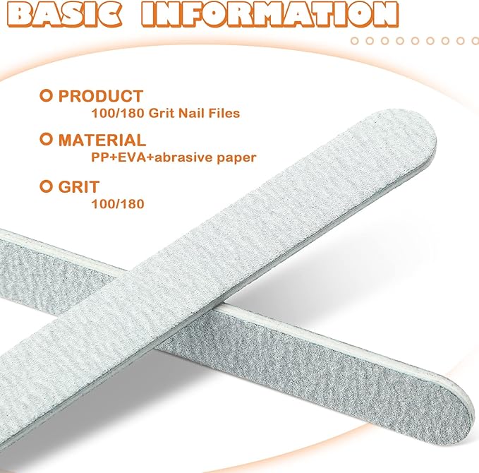 100 Pcs Grit Nail Buffers Files 100/180 Emery Board Double Sided Manicure Pedicure Tool Nail Buffering Files Fingernail Files for Women Men Nails Home Salon Supplies