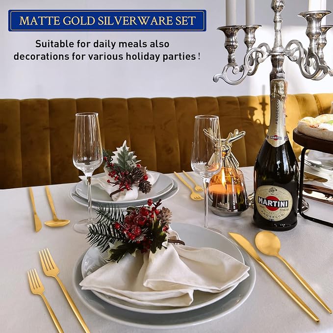 Matte Gold Stainless Steel Flatware Set - Image 6