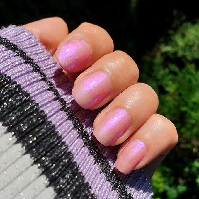 MODE Iridescent Ultraviolet Mother of Pearl Pink Nail Polish, High Performance Nail Lacquer, Strengthening Protection, Vegan, Cruelty Free, Made in NY, 7 Soir Le Vernis Chiffon Haze