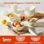 Sweese Porcelain Bowls Set of 6, 20oz Lightweight Round Cereal Bowls Set - Image 3