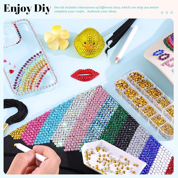 6100Pcs Resin Rhinestones for Crafting with 2Pcs 10ml B7000 Jewelry Glue, 1 Box Flatback Crystals Diamond (Gold) for Bedazzling Crafts DIY Nail Art Non Hotfix Gems for Clothing Shoes Tumblers