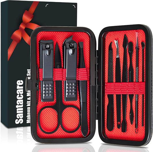 Manicure Set 10 in 1 Mens Gifts Nail Clipper Kit Travel Nail Set for Men and Women, Mens Nail Grooming Kit Birthday Thanksgiving Day Gifts for Him Her Boys Girls Husband Boyfriend