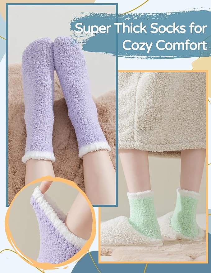 TEHOOK Warm & Cozy Gifts for Women, Stocking Stuufers, Fluffy Fuzzy Plush Sleeping Slipper Socks - Soft Warm Fabric