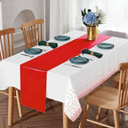 16Pack Disposable Plastic Tablecloths and Satin Table Runner Set White and Red - Image 4