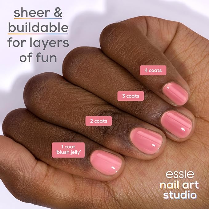 essie Nail Art Studio Jelly Gloss Polish, Vegan, Sheer Pink Nail Polish, Blush Jelly, 0.46 Fl Oz