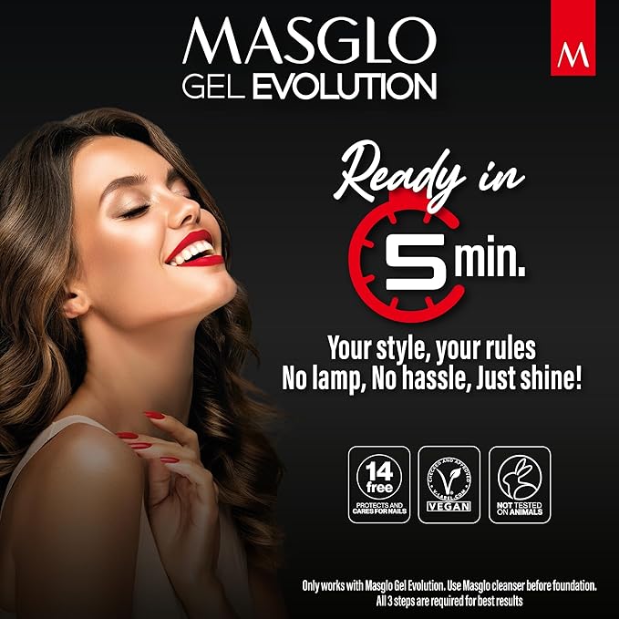 MASGLO Gel Evolution Nail Polish Patriotic Pride Set 3 PCs Shades of Differents Color - No U/V Lamp, Duration Up to 12 days