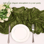 10 Pack Olive Green Cheesecloth Table Runner 6FT Boho Gauze Fabric Table Runner - Image 5