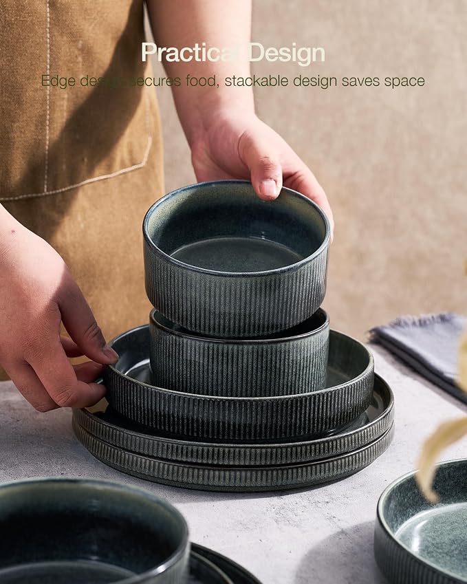 Famiware Star Ceramic Plates and Bowls Sets, Reactive Glaze Dishes - Image 6