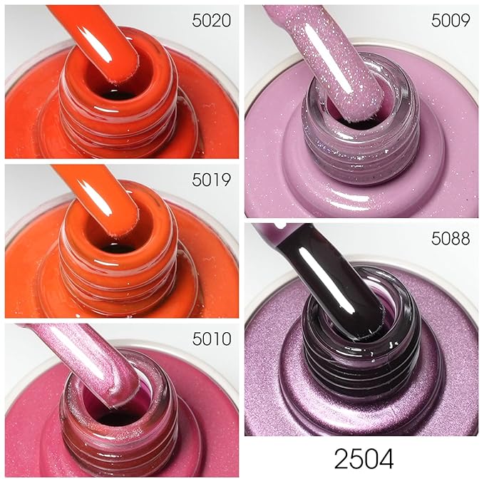 VENALISA Gel Nail Polish Set, 5 Colors 10ML Gel Polish Kit Red Orange Pink Cat Eye Glitter Jelly Purple Color Soak Off Salon Manicure DIY at Home Nail Art For Girls Women