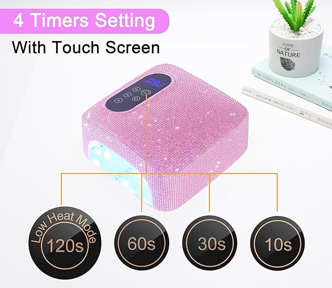 72W Cordless Led Nail Lamp, Rechargeable Nail Dryer, Portable Gel UV Led Nail Light with 4 Timer Setting Sensor, Professional Wireless Gel Nail Lights Nail Art Manicure Tools for Home and Salon