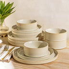 Ceramic Dinnerware Set for 4, 12-Piece Plates and Bowls Set | Lightweight by TheTerra