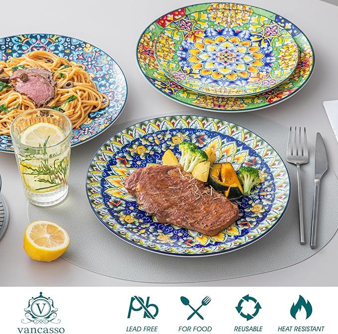 vancasso Ceramic Dinner Plates Set of 6, 10.5 Inch, Microwave Safe | Salad - Image 3