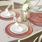SHACOS Round Braided Placemats Set of 4 Variegated Colorful Placemats - Image 9