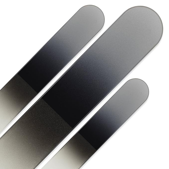 Mont Bleu 3-Piece Glass Nail File Set - Medium Grit - Handmade in Czech Republic