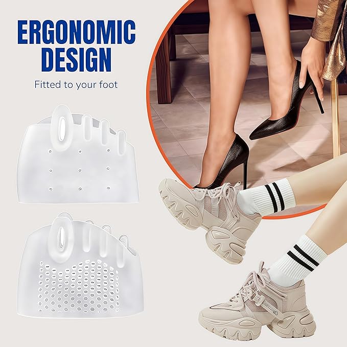 4 Pairs Silicone Toe Separator,2025 New Toe Separators for Women& Men,Gel Toe Spacers for Overlapping Toes, Breathable Foot Corrector, Bunion Relief and Alignment (White)