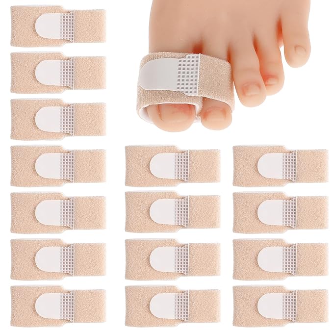 15 Pack Hammer Toe Straightener, Fabric Hammer Toe Corrector for Women & Men Reusable Fabric Buddy Toes Wraps Bandages Protectors for Bent, Curled, Crooked, Claw, Hammers Toes