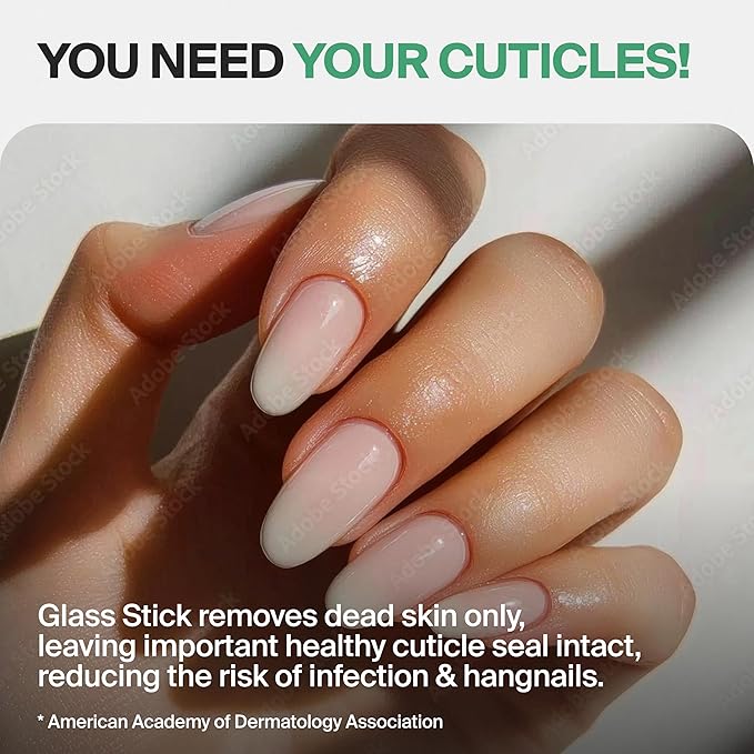 GERMANIKURE Black Glass Cuticle Stick in Cork Sleeve - Ethically Made in Czech Republic - Cuticle Pusher & Remover, Callous & Dry Skin Fingertip File, Nail Shaper