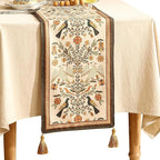 bilin gaier Designer French Linen Small Table Runner, Floral Pattern, Dining by bilingaier