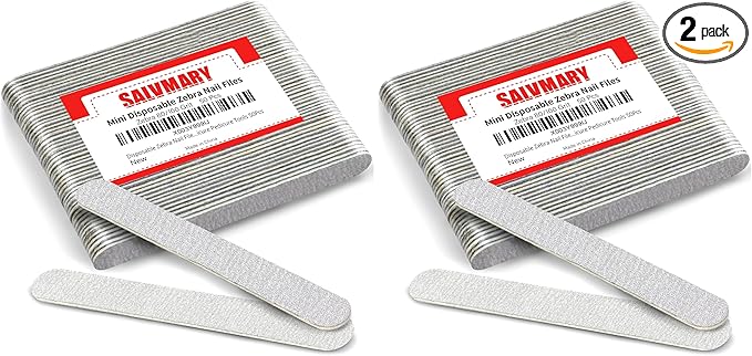 Disposable Zebra Nail Files 80/100 Grit 5 Inch Double Sided Emery Boards for Acrylic Nails Toenails Professional Manicure Pedicure Tools 50Pcs (Pack of 2)