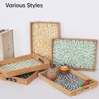 Rectangle Rattan Tray with Mother of Pearl Inlay, Rattan Serving Tray with - Image 4