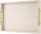 Beige Faux Leather Serving Tray - Image 9