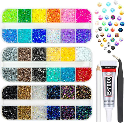 30 Colors Colorful Jelly Resin Rhinestones Bulk 2mm 3mm Flatback Stones Rainbow Colorful Non-Hotfix AB Gems Diamonds Charms for Nails Eyes Face Makeup Crafting Tumblers DIY Crafts Shoes Clothes