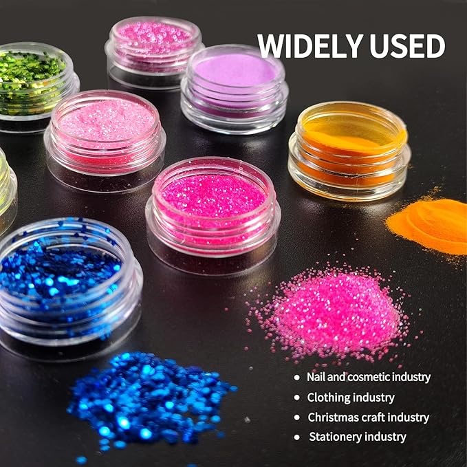 Nail Glitter Powder Set 12 Colors Glitter Powder for Nails for DIY Nail Art Glitter for Nails Sparkling Glitter Nails Great for Home Manicure Professional Quality Nail Art Supplies