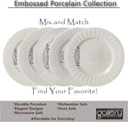 Tabletops Gallery Embossed Bone White Porcelain Round Dinnerware Collection- - Image 2