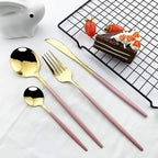 JASHII Flatware Serving Set 24 Piece, Stainless Steel Silverware Set, Modern - Image 5