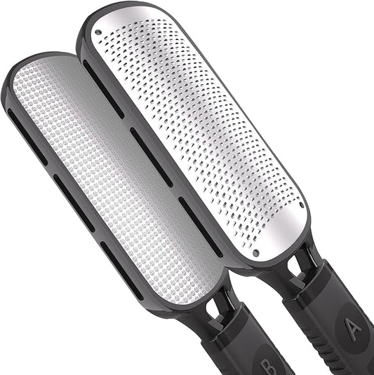 Antonki Foot File for Dead Skin, Double Sided Callus Remover for Feet, Metal Foot Scrubber for Cracked Heel, Professional Foot Scraper Rasp Pedicure Tool to Remove Hard Skin - 2 in 1 Foot File
