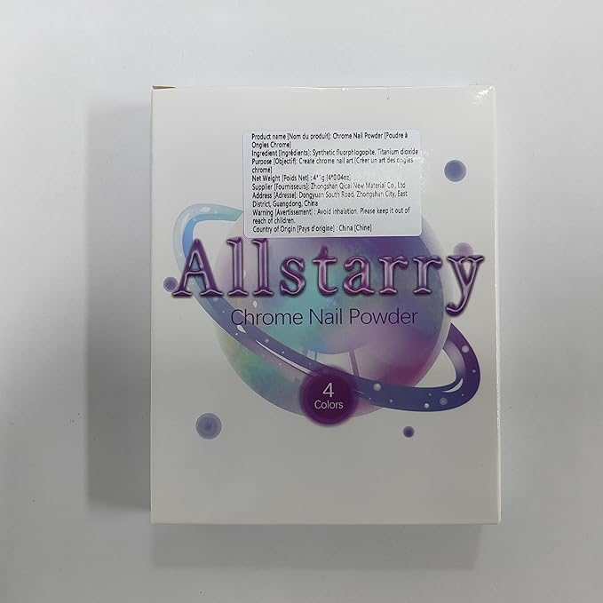 Allstarry Chrome Nail Powder 4pcs White Pearl Chrome Pigment Powder Iridescent Holographic Nail Glitter Dust Metallic Mirror Effect Pigment for Nail Gel Manicure DIY at Home Salon Women Gifts