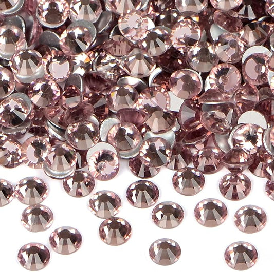 2880PCS Art Nail Rhinestones Non Hotfix Glue Fix Round Crystals Glass Flatback for DIY Jewelry Making with one Picking Pen (ss6 2880pcs, Lt. Amethyst)
